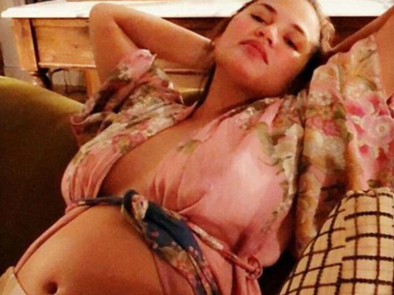 Closer look: Chrissy Teigen, 32, shared an ultrasound of her unborn baby boy via Twitter on Saturday, as she's expecting her second child with husband John Legend (Source: Chrissy Teigen - Twitter) 