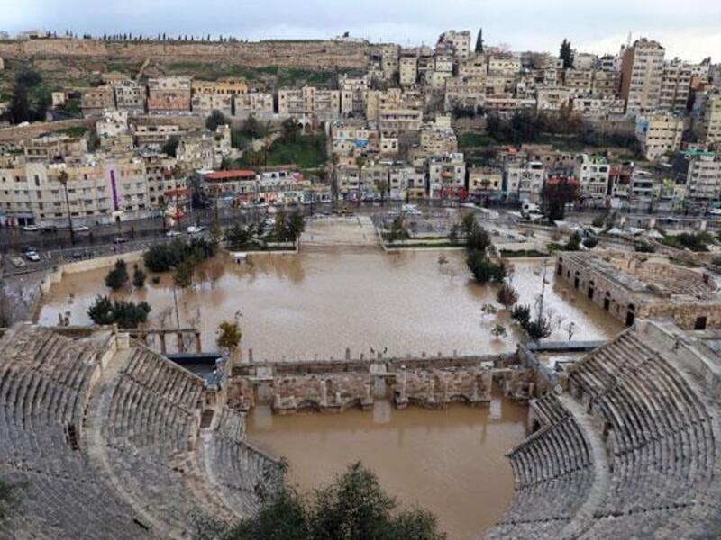 The Roman Theatre in Amman can be seen in this photo taken on Thursday after heavy rainfall flooded parts of the city (Photo by Osama Aqarbeh)