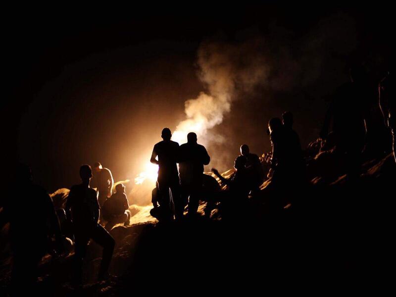 A Palestinian protesters from a group calling themselves the "night confusion units"  (Twitter)