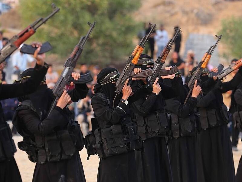 As part of the exercise the women fired shots into the sky (APA)
