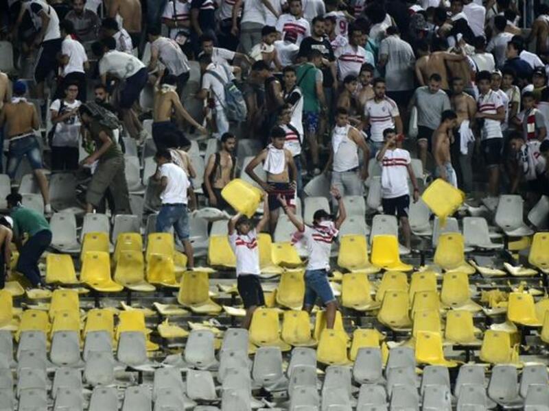 Zamalek fans rip out seats of the Borg al-Arab stadium in Alexandria earlier this month (file photo)