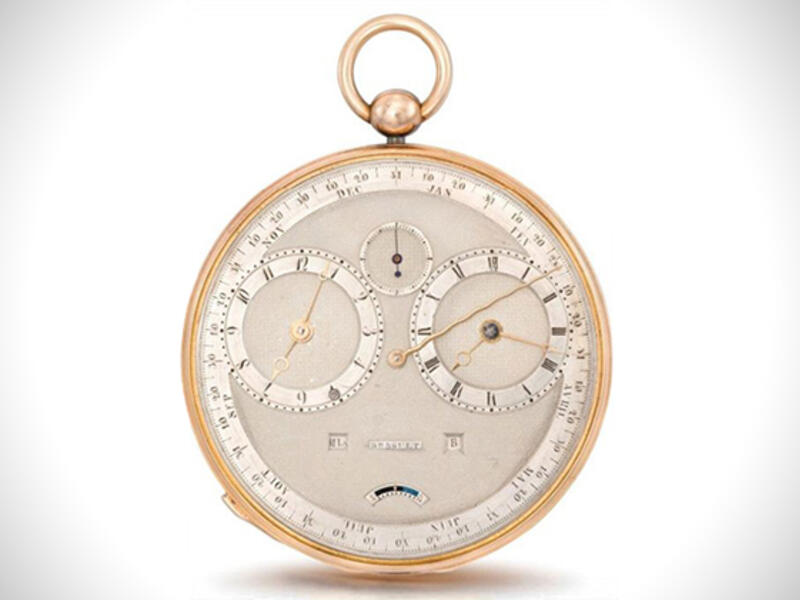 Breguet & Fils, No. 2667 Precision Stop Watch tagged at $4.7 million. This gold and platinum stopwatch sold for a mere 5000 francs in 1814 but was purchased for almost $4.6 million at an auction in 2012. (swissclassicwatches.com)