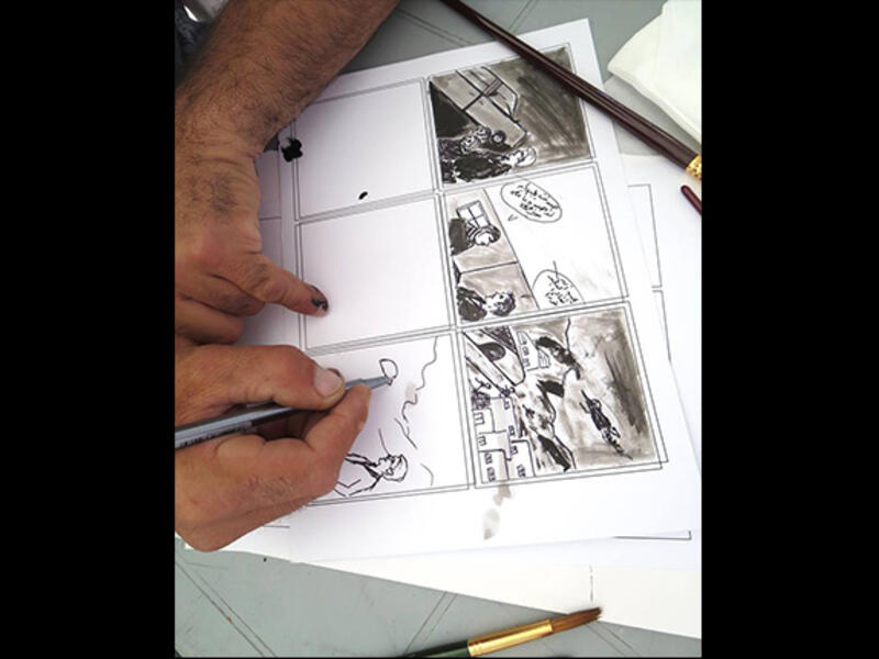 There wasn't a sound in the room as the men were drawing.  Most skipped over a rough pencil draft, jumping right into their painted sketches. The intensity was palpable.