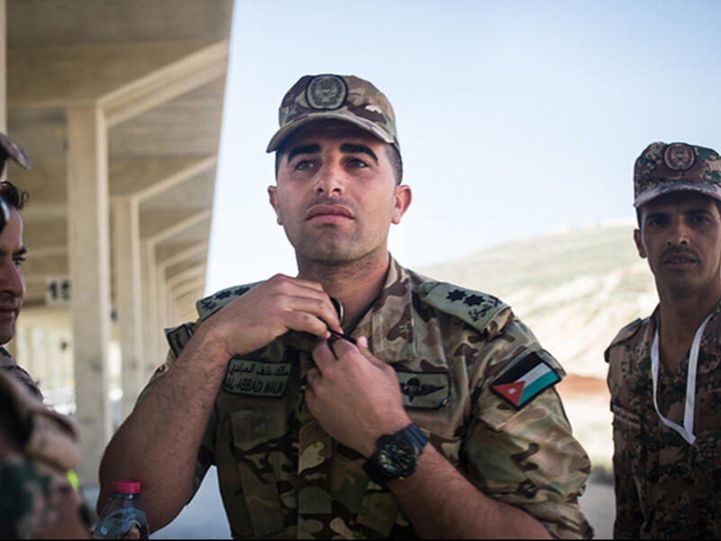 Commander Malik Al-Abbadi, leader of the Jordanian team, is photographed during the desert stress shoot at the seventh annual Warrior Competition.

