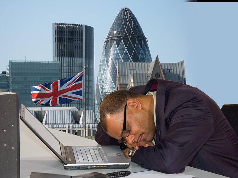 London sleepy office worker