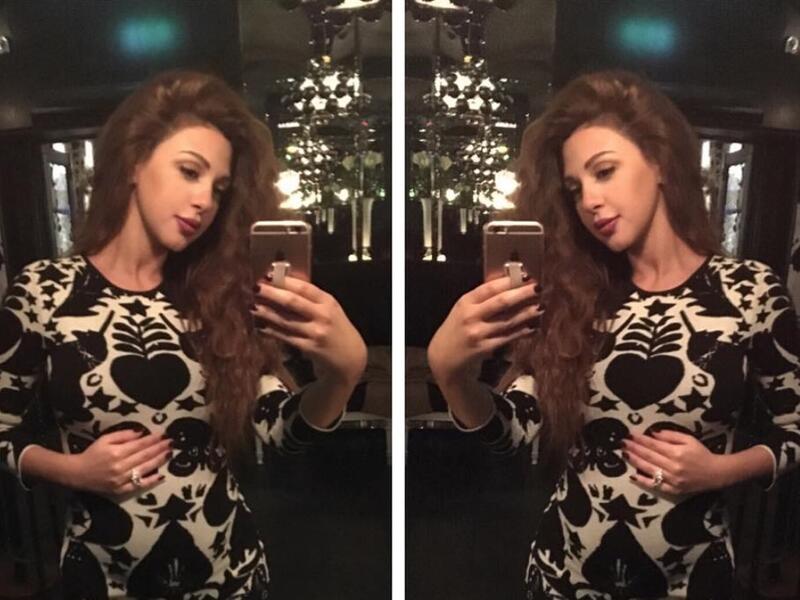 Myriam Fares showing off her baby bump in London. (Instagram)