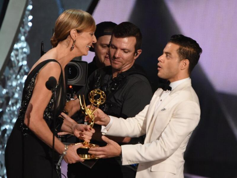 First time lucky? Rami Malek beat seasoned actors such as Kevin Spacey and Liev Shreiber for the Outstanding Lead Actor in a Drama Series award. (Valerie Macon)
