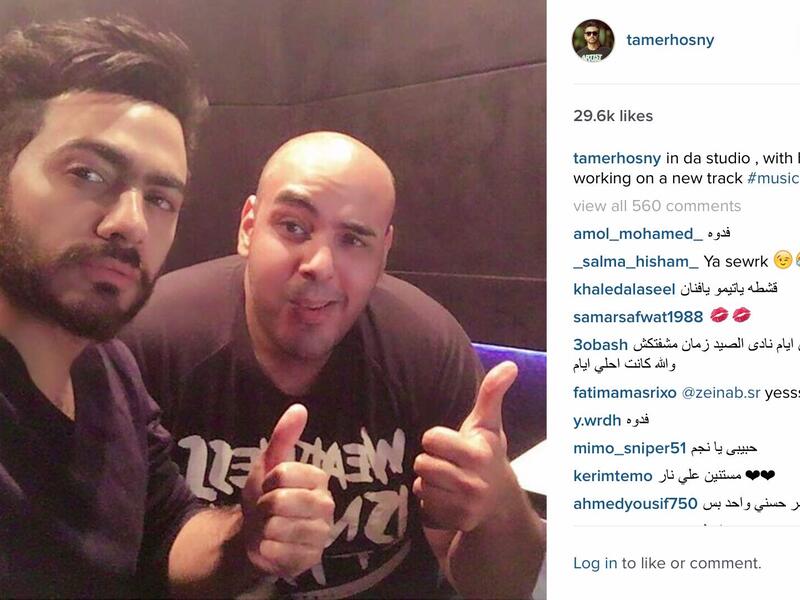 Tamer Hosny recording song
