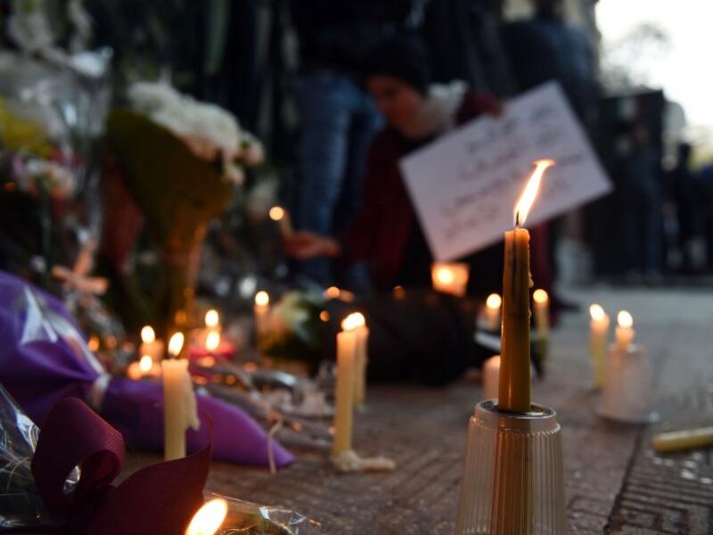 A memorial for Italian researcher Giulio Regeni was held outside the Italian embassy in Cairo in February. (AFP/File)