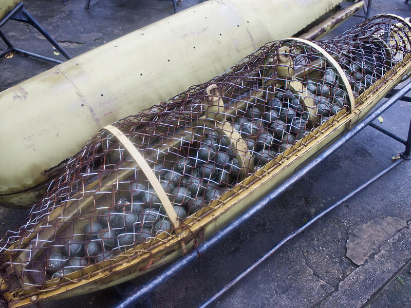 A model of the cluster bombs used in Vietnam. (Shutterstock)