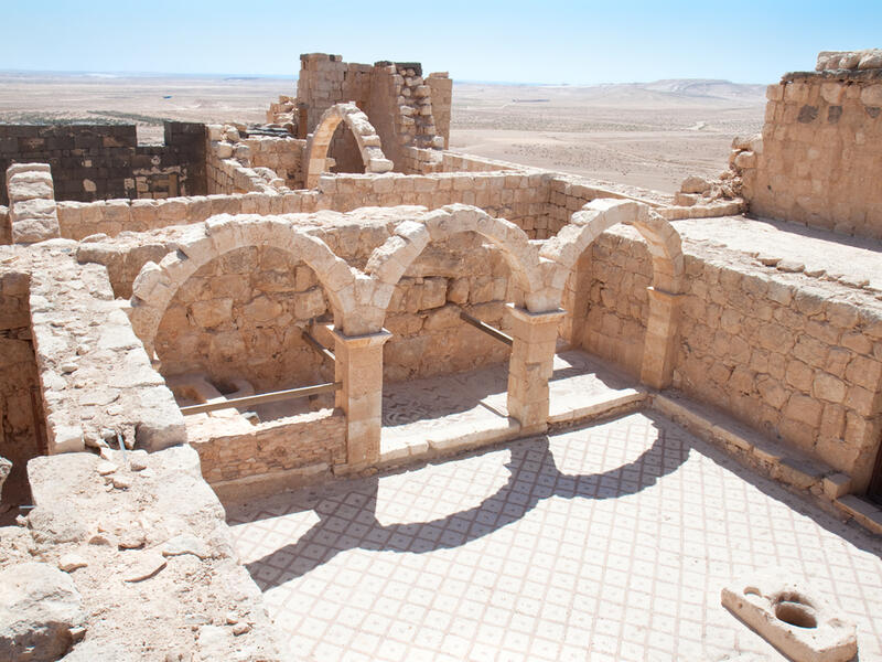 Qasr Al Hallabat desert castle, Jordan. It is originally a Roman fortress constructed under Emperor Caracalla to protect its inhabitants from Bedouin tribes, this site dates to the second and third century AD