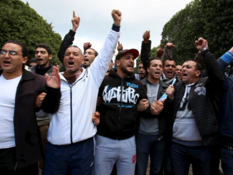 Protesters in Kasserine, Tunisia. (Twitter)