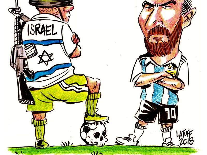 A cartoon was drawn by Carlos Lattouf, the Brazilian cartoonist on Argentina and Israel's match cancellation. (LatuffCartoons/Twitter)