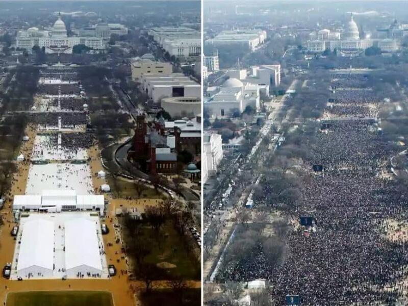 Pictures of Donald Trump’s inauguration 'doctored' (Twitter)