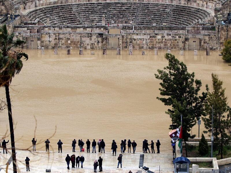 The Roman Theatre in Amman after the huge rainfalls in Jordan. ((Photo byAmjad Al-Taweel)