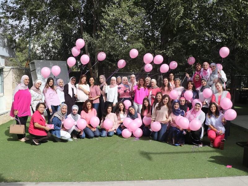 Queen Rania Academy in Jordan made an awareness campaign against breast cancer. (Twitter/QRTAJO)