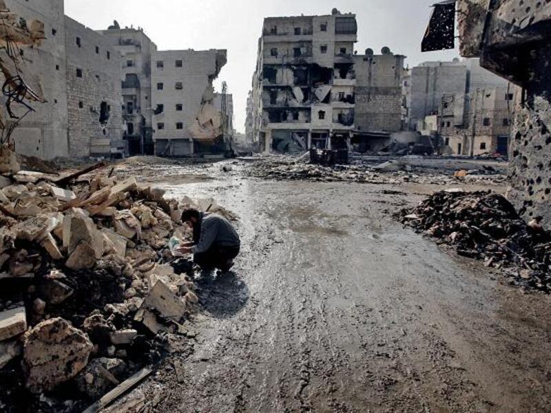 A man is seen in the al-Amirya neighborhood of the city of Aleppo. (AFP/File)