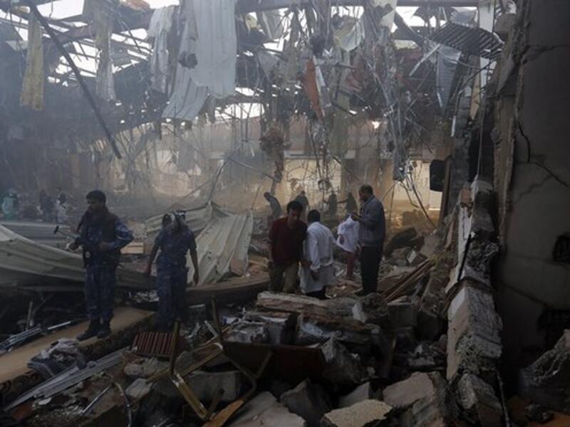 Site of an airstrike that hit a funeral ceremony in Sana'a. (AFP/File)