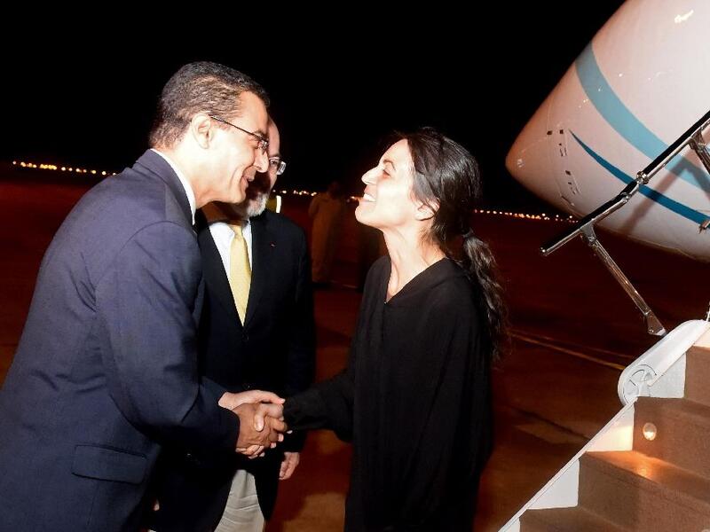 Nourane Houas arrived in Muscat, Oman, after ten months of captivity in Yemen. (AFP/File)