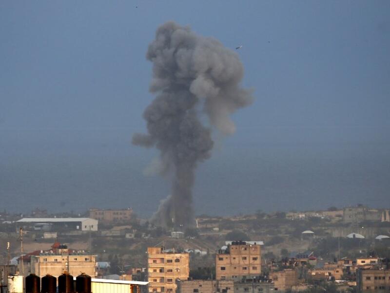 Smoke billows following an Israeli air strike in the southern Gaza Strip city of Rafah on October 17, 2018. Israel launched raids against targets in the Gaza strip today.(SAID KHATIB / AFP)
