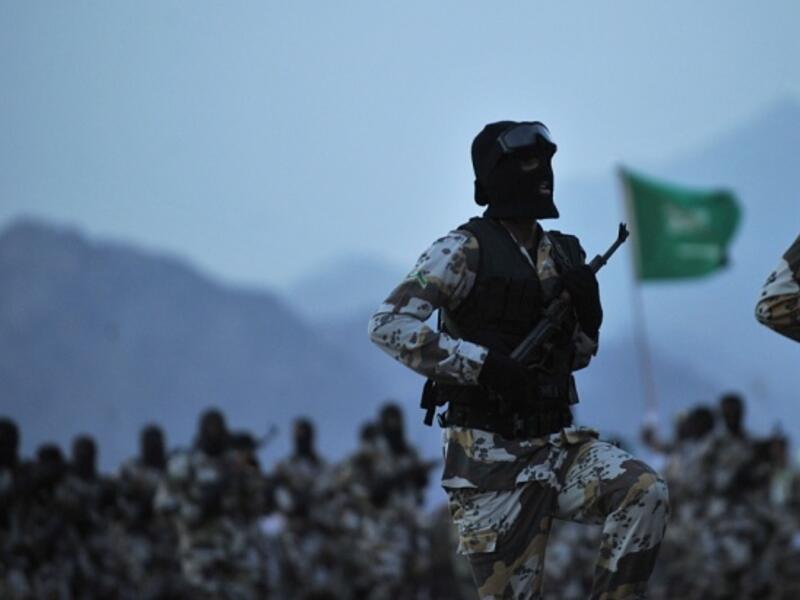 Saudi border guards are seen during training exercises. (AFP/File)