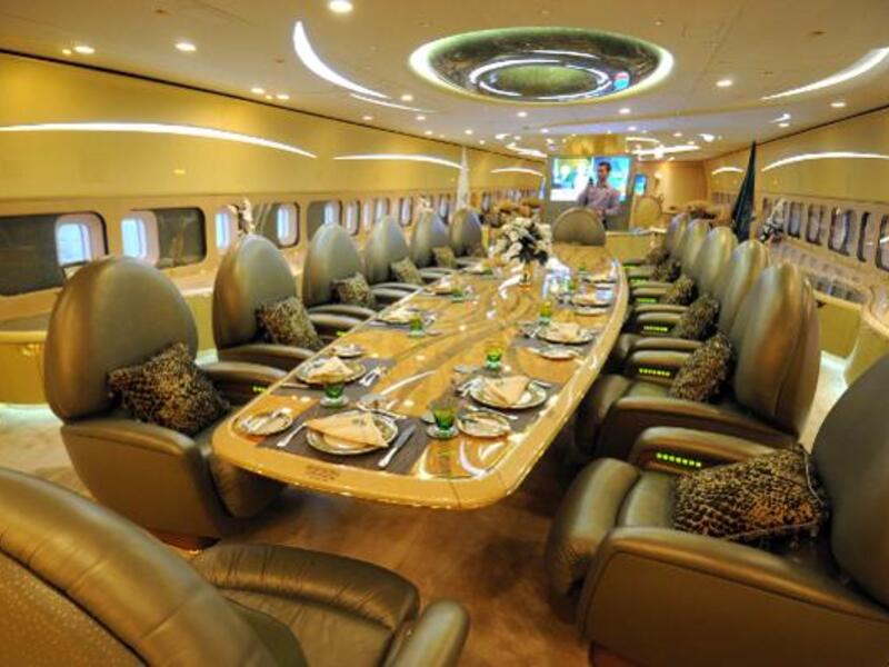 Inside Prince Alwaleed bin Talal's jet. (Forbes)