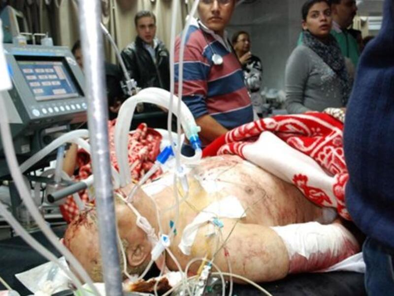 An injured man receives medical treatment at the hospital.