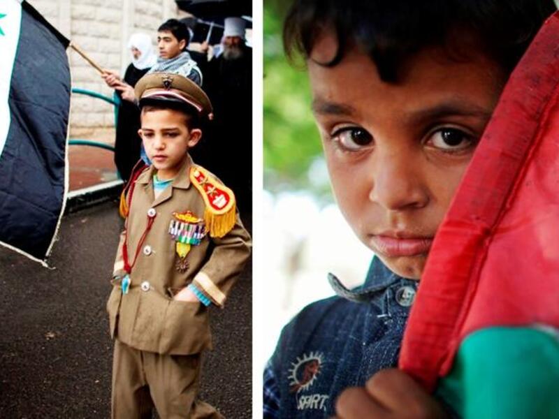 Palestinian children, Syrian children in military flares