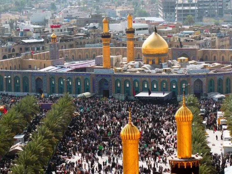 Battle of Karbala: Ashura marks the anniversary of the 'Battle of Karbala' when
Imam Hussain ibn Ali, the grandson of the Prophet Muhammad, Peace Be Upon Him (PBUH), with his family and 72 supporters
was killed by the forces of the second Umayad caliph Yazid. (Imam Hussein Shrine pictured)
