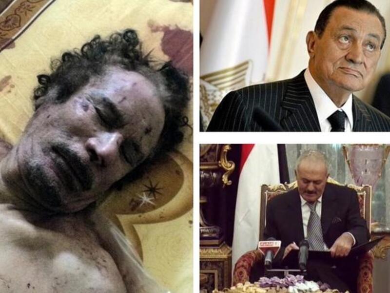 Arab Dictators become a dying breed: By the time some Arab leaders had been dealt with by their inflamed -  and baying for blood, as well as change - populace, a common rhyme much like King Henry VIII had inspired, could recall the fate of the first batch of leaders to fade: Fled, ousted, exiled; Ousted, ill, tried; Ousted, killed, defiled.	

