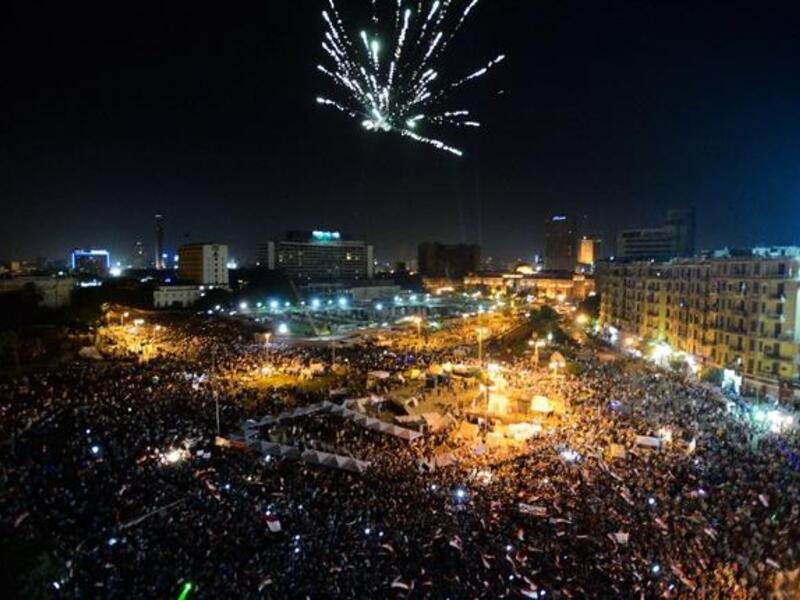 ألعاب نارية فوق ميدان التحرير في القاهرة