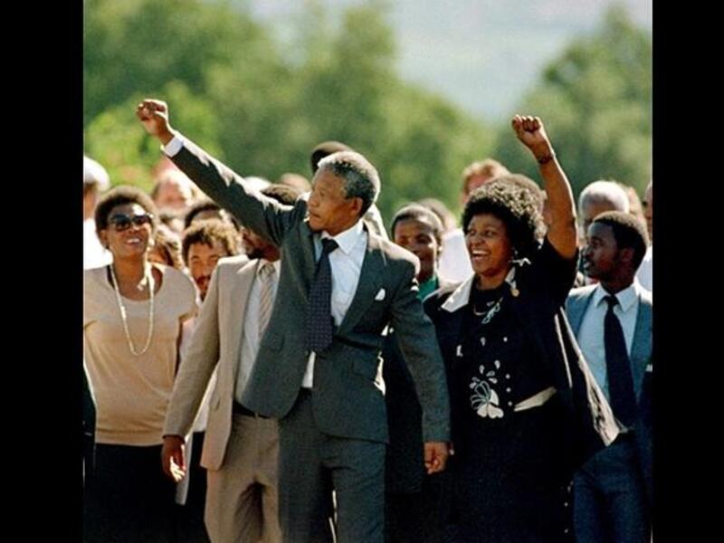 nelson mandela coming out of prison