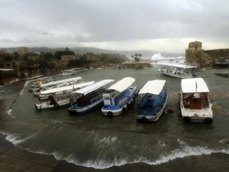 A general view shows the Lebanese ancient northern port of Byblos as heavy winds and rain whipped across Lebanon.