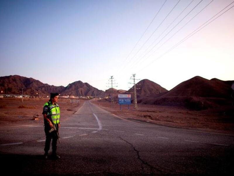 Enemy lines drawn in the Israeli-Egyptian detente: Spates of border clashes and a retaliatory attack on Israel since their killing 
of Egyptian border guards. These security personnel were pursuing militants who carried out earlier attacks on an Israeli bus. 
Protests demand a departure from the peace treaty 'friendship' betwixt Egypt & Israel.