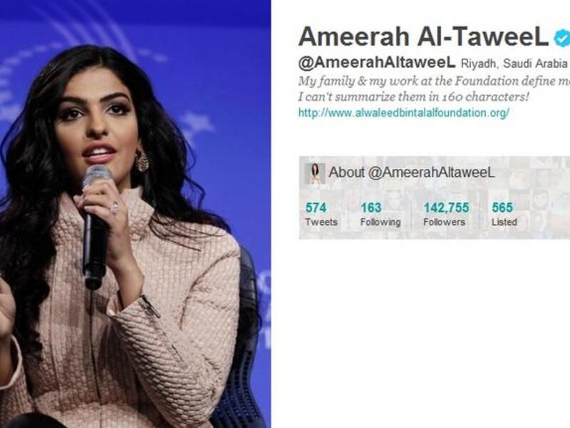 @AmeerahAltaweeL: Prince Waleed Bin Talal of KSA's Wife, Ameerah El-Taweel: She is the head of her husband's Foundation which she promotes in English & Arabic and 'tweeted' in her husband's defense as an employer of Saudis. She posted a pic. of Sheikha Mozah commending her elegance & leadership. She quirkily posted a photo of her new born horse.
