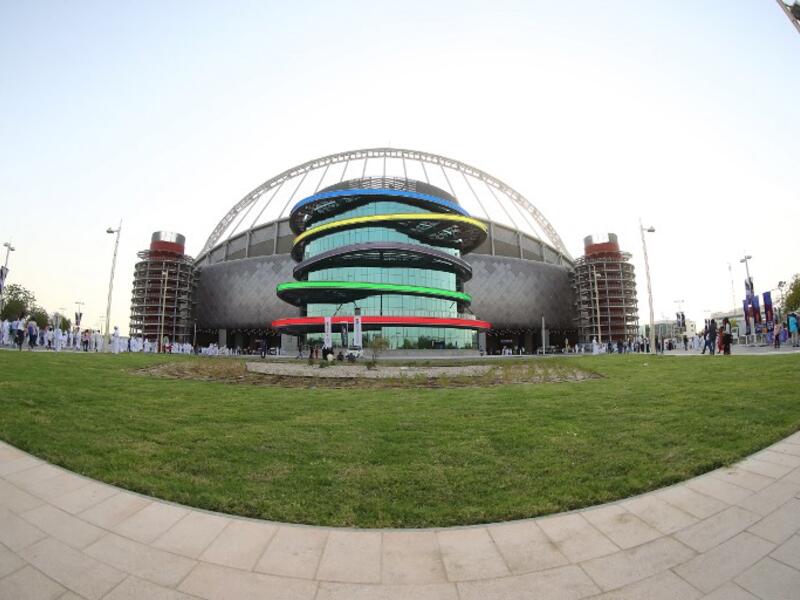 A picture taken with a fisheye lens on May 19, 2017, shows a general view of the Khalifa International Stadium in Doha, after it was refurbished ahead of the Qatar 2022 FIFA World Cup, ahead of hosting the Qatar Emir Cup Final football match between Al-Sadd and Al-Rayyan.
KARIM JAAFAR / AFP