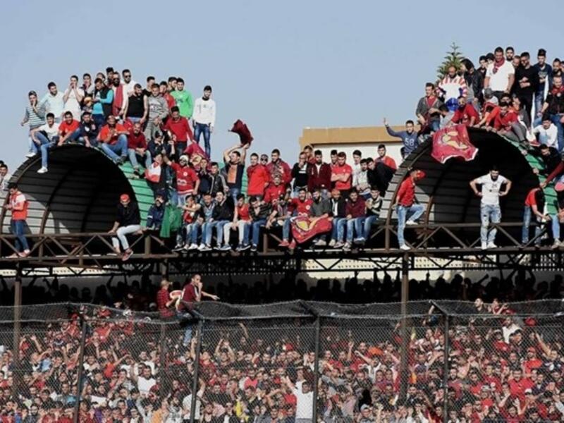 Nejmeh and Ansar fans crowd the stadium during a football match in Tyre. (Photo: Wurud Skaff)
