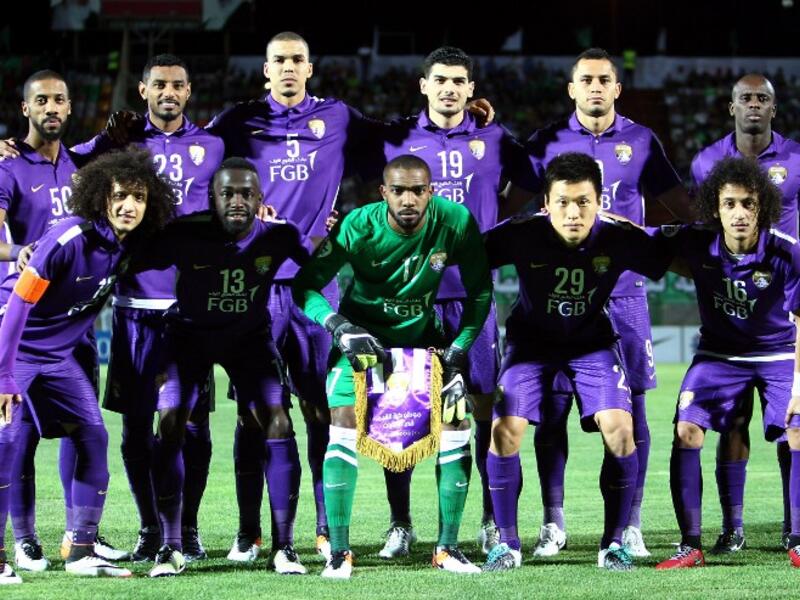 Emirati Al-Ain club's players pose for a picture during their Asian Champions League football match against Iranian Zobahan club at Foolad Shahr Stadium in Isfahan on May 25, 2016.
MEHDI ZARE / AFP