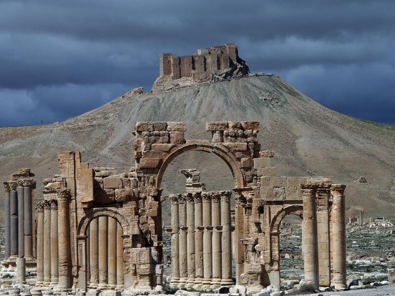 According to Britian-based Syrian Observatory for Human Rights, the Syrian air force on Monday conducted airstrikes against a number of targets in Daesh-held UNESCO World Heritage site Palmyra.  (AFP/Joseph Eid)