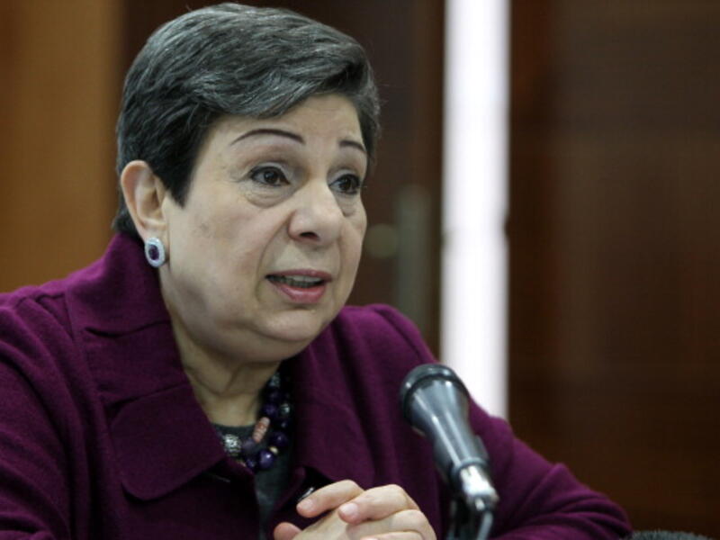 Palestine Liberation Organisation (PLO) executive committee member Hanan Ashrawi speaks during a press conference in the West Bank city of Ramallah. [Getty Images]