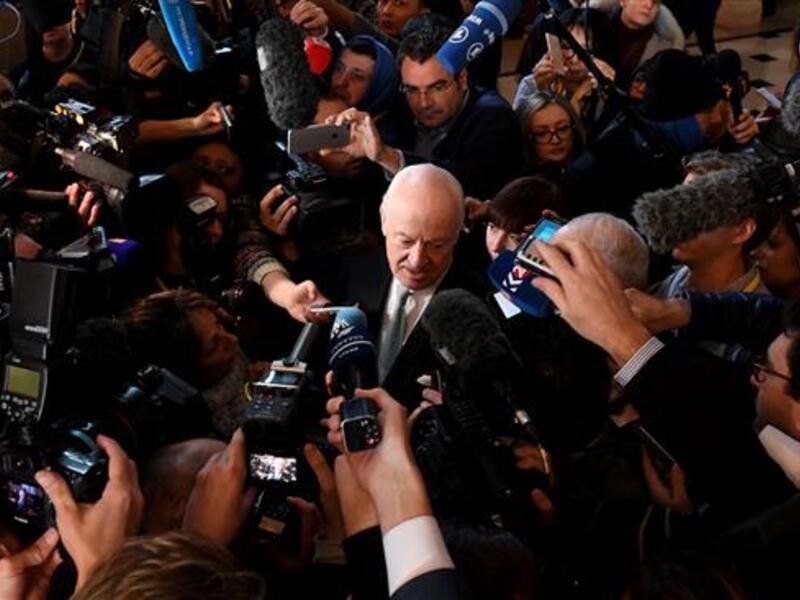 UN envoy for Syria Staffan de Mistura speaks to the media during the second day of Astana talks. (AFP/File)