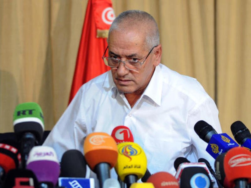 Tunisian mediator and Secretary General of the Tunisian General Labor Union (UGTT) Houcine Abbassi speaks during a press conference (Image credit: AFP)