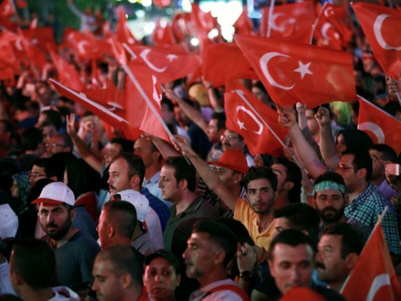 Pro-Erdogan supporters celebrate in Ankara on July 17, 2016 following the failed coup attempt. (AFP/Adem Altan)  