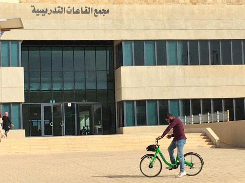 Students can rent a bike for two fils per minute at the Jordan University of Science and Technology (Muath Freij)