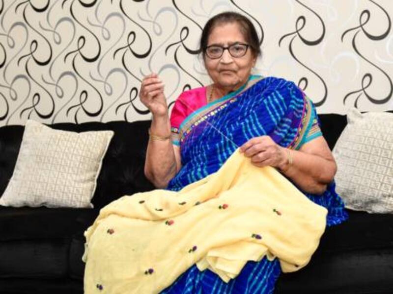 Sitabai Bhagwandas Vagh who is oldest participant among the Mother of India’s Crochet Queens team from UAE.(Virendra Saklani/Gulf News)