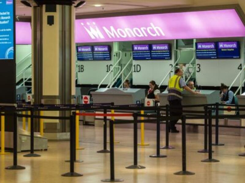 Checking out of checking in: An empty Monarch Airlines departures area at Birmingham airport, England. (AFP/ File)