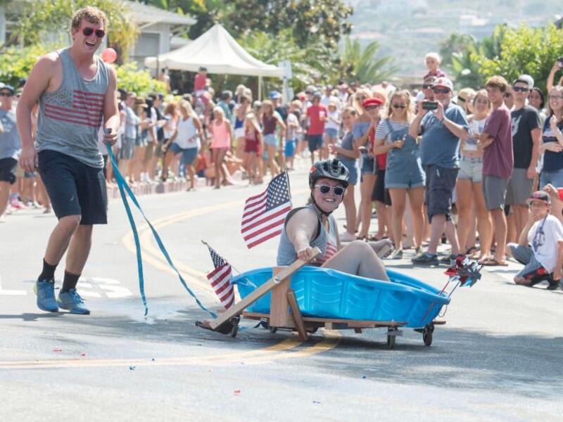San Clemente residents every year celebrates 4th of July with informal 'Office Chair Races'. (Jeff Gritchen, Orange County Register/SCNG)