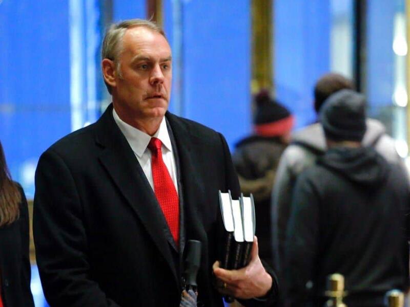 Ryan Zinke arrives at Trump Tower on Dec. 12 in New York. (Kena Betancur/AFP)