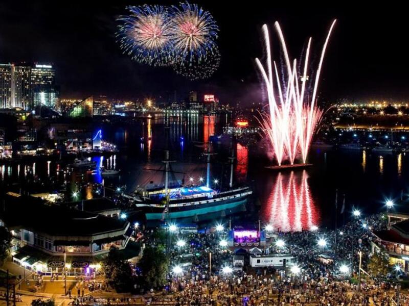 July 4 fireworks over Baltimore's Inner Harbor, Maryland, USA. (Baltimore Office)