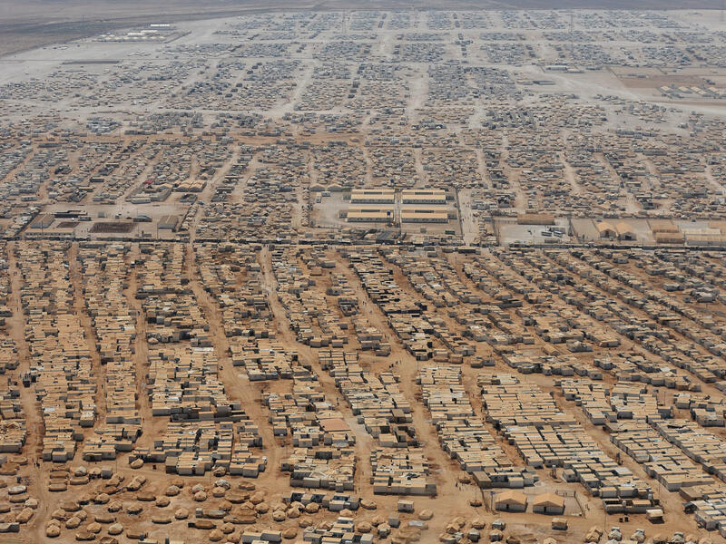An aerial view of the Zaatari refugee camp inside Jordan. (AFP/File)